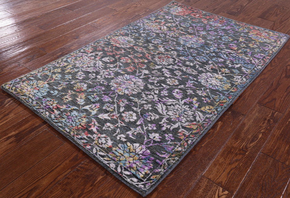 3' 0" X 5' 2" Persian Wool and Silk Handmade Rug Q7076