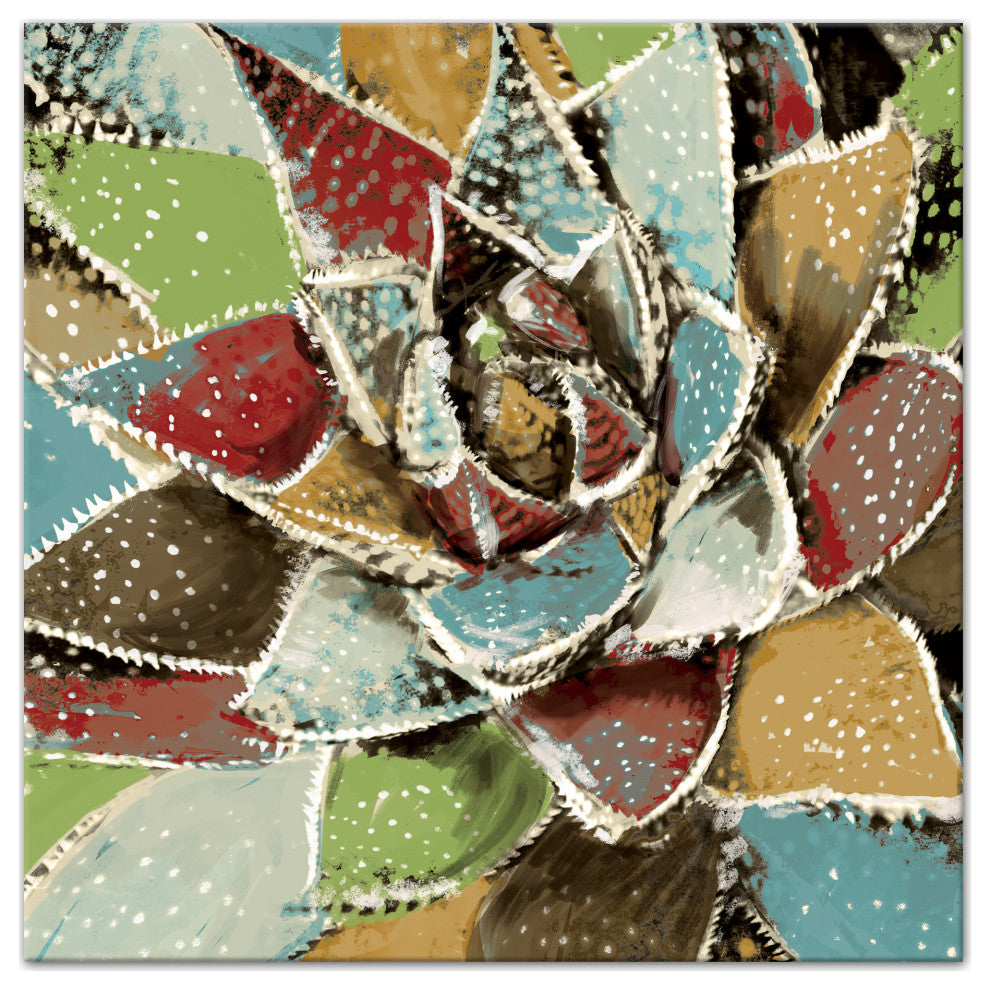 Bright Painted Succulent 24x24 Canvas Wall Art