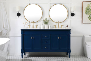 Lewis 60" Double Bathroom Vanity, Blue