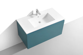 Balli 40'' Wall Mount Modern Bathroom Vanity, Teal Green