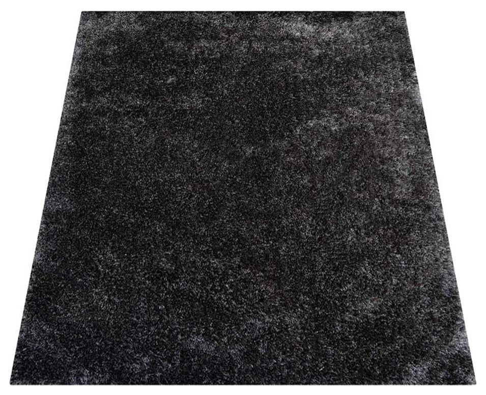 HAND TUFTED SHAG POLYESTER ECO-FRIENDLY AREA RUGS, Charcoal Color, Solid Design