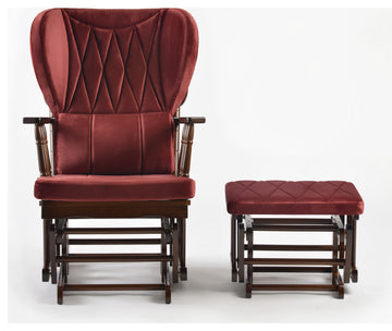 Comfort Deluxe Glider Chair and Ottoman Set, Brick