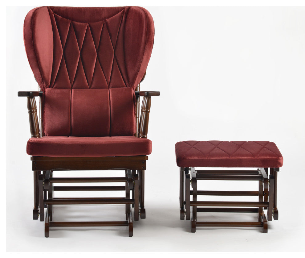Comfort Deluxe Glider Chair and Ottoman Set, Brick