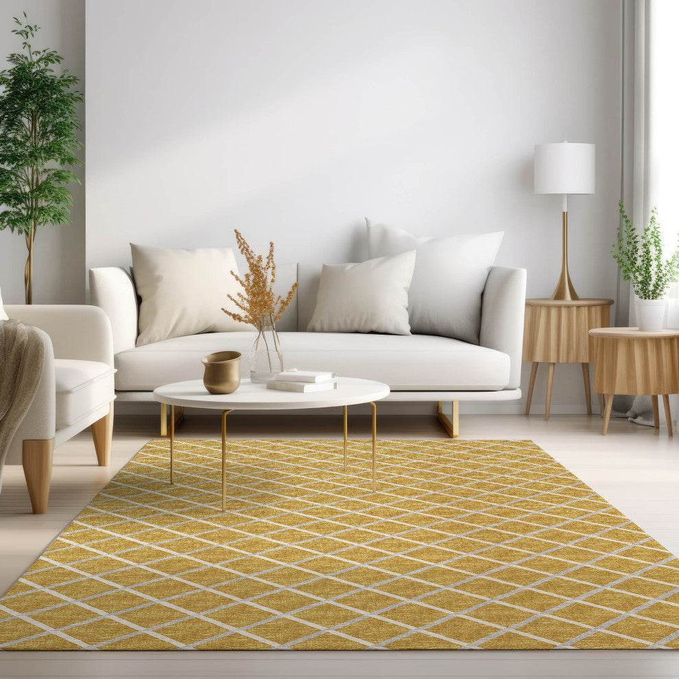 Indoor/Outdoor York YO1 Gold Machine Washable 8' x 10' Rug