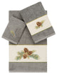 Linum Home Turkish Cotton Pierre 3-Piece Embellished Towel Set, Dark Gray