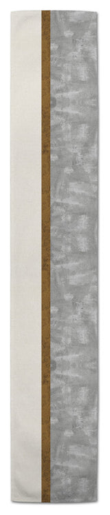 Gray and Linen Stripe 16x90 Cotton Twill Runner