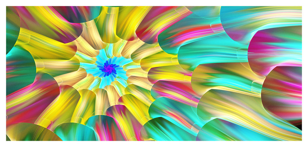 Multi Color Stained Glass Spirals, Large Floral Canvas Art Print, 60"x28"