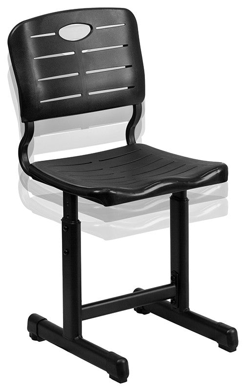 Adjustable Height Black Student Chair With Black Pedestal Frame