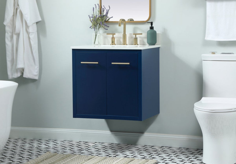 Home Living 19" Midcentury Modern Blue-Light Bathroom Vanity