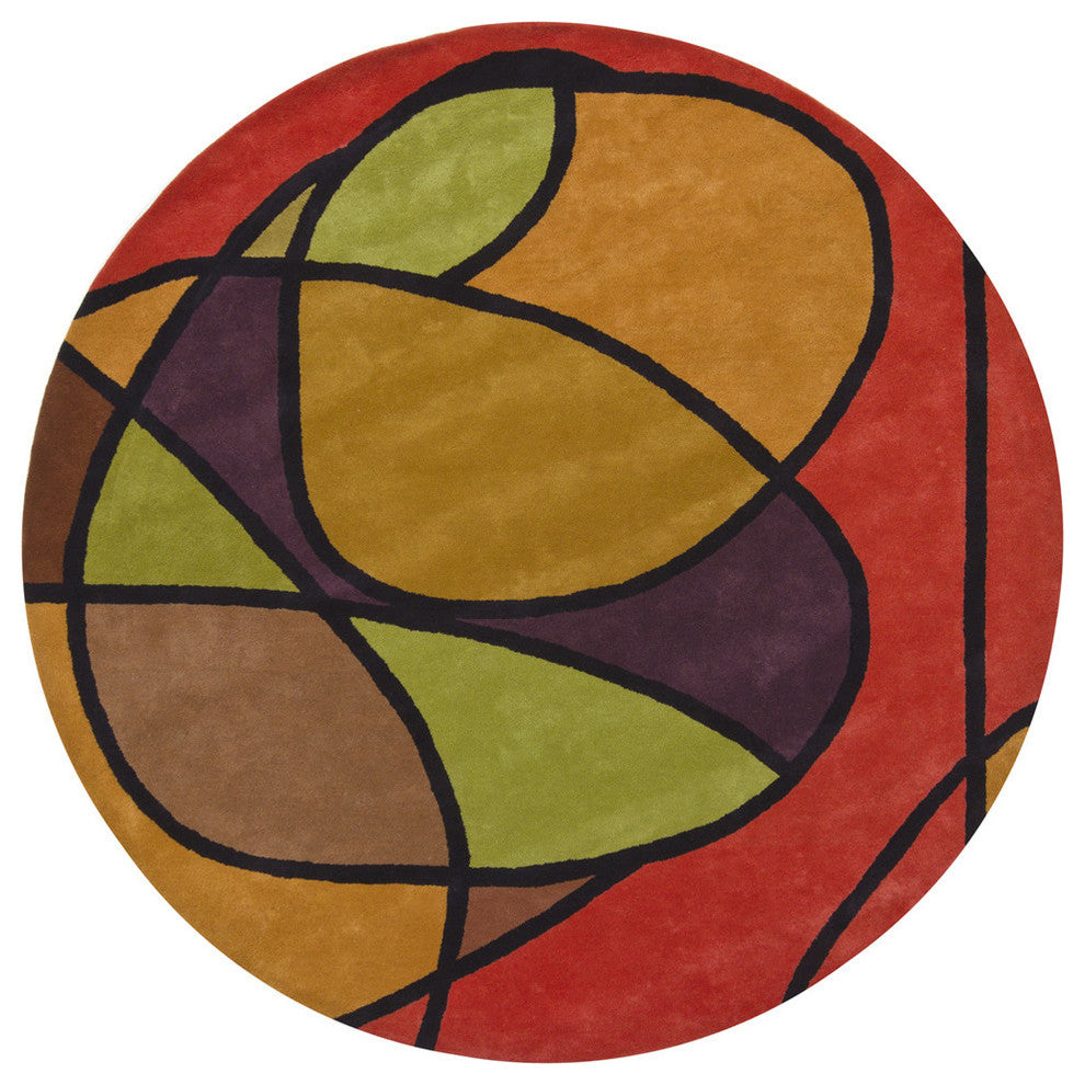 Bense Contemporary Area Rug, 7'9" Round