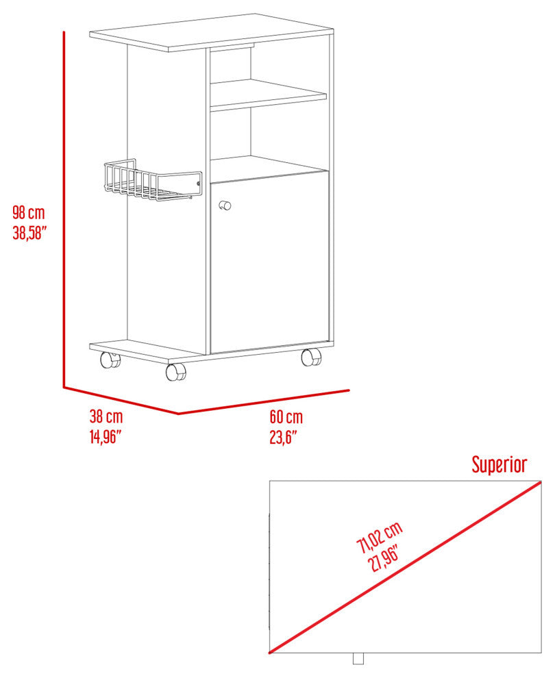 Columba Kitchen Cart, White
