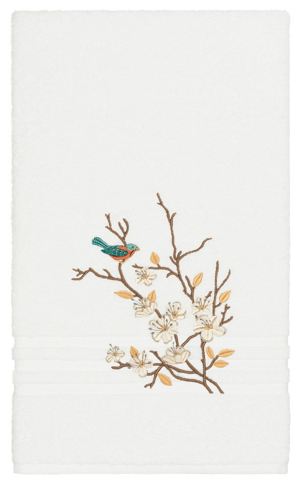 Linum Home Textiles Spring Time Embellished, White, Bath Towel, Single