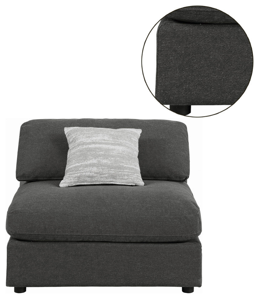 Upholstered Armless Chair, Charcoal Finish