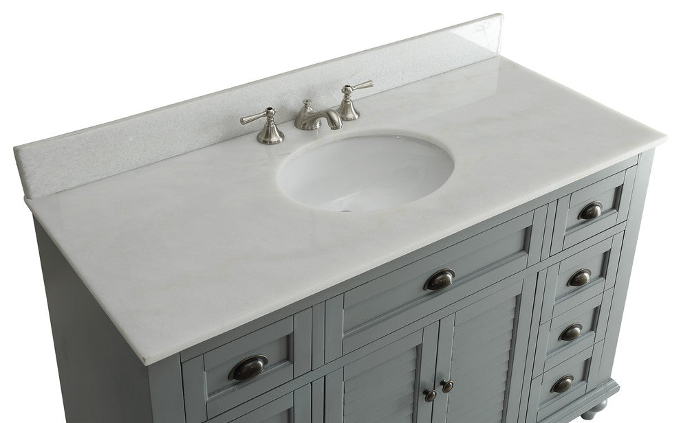 49" Glennville Quartz Top Bath Vanity, Gray