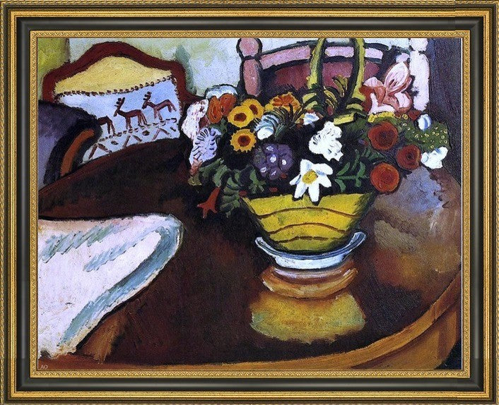 August Macke Still Life Stag Cushion Flowers