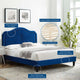 Platform Bed Frame, King Size, Velvet, Blue Navy, Modern Contemporary, Bedroom