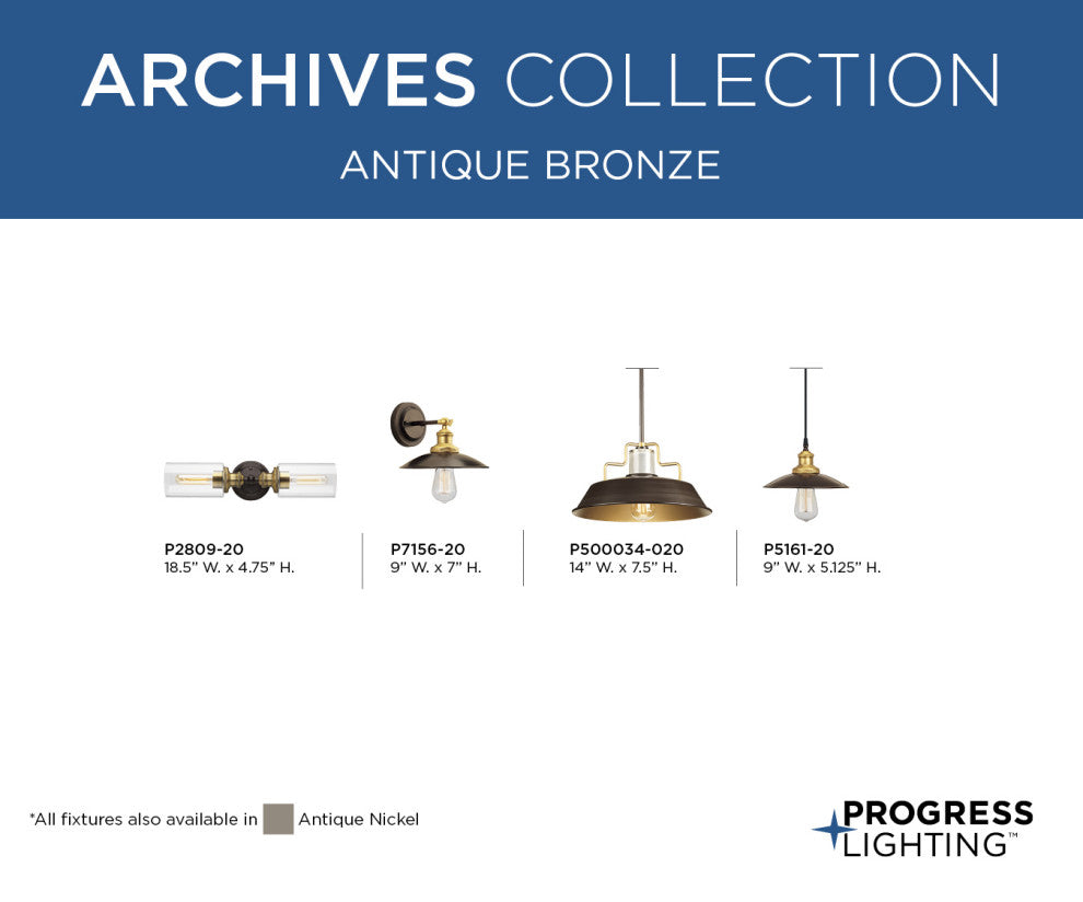 Archives 2-Light Bath, Antique Bronze