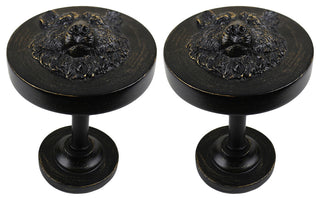 Set of 2 Bear Drapery Medallion Holdback, Burnt Gold