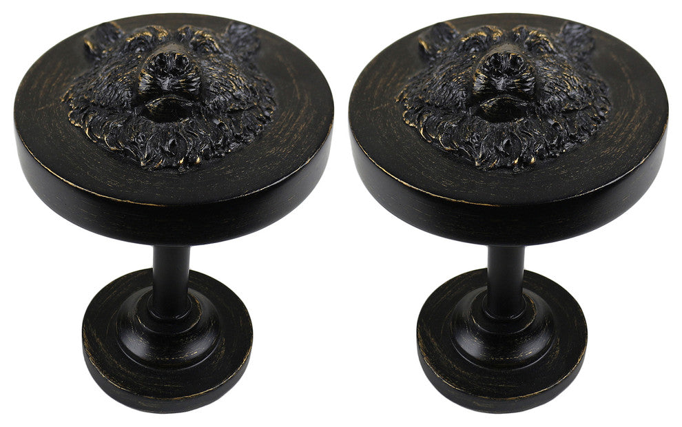 Set of 2 Bear Drapery Medallion Holdback, Burnt Gold