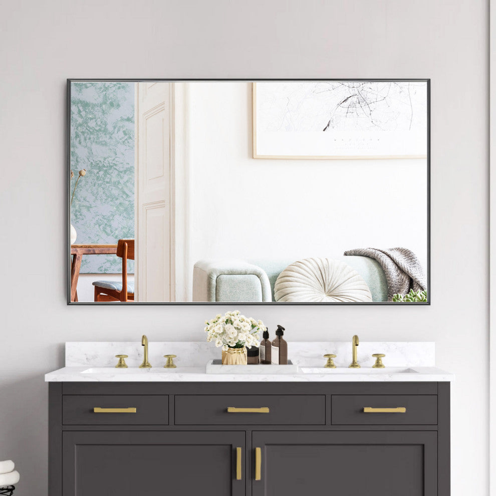 Rectangle Metal Framed Full Length Mirror, 58"x36"