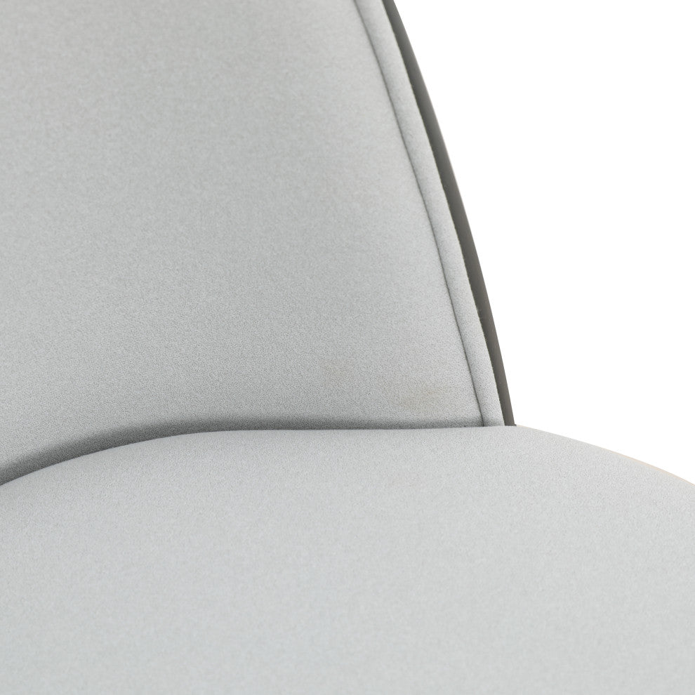 LeisureMod Tule Dining Chair With Upholstered Seat and White Steel Frame, Black/Platinum Blue
