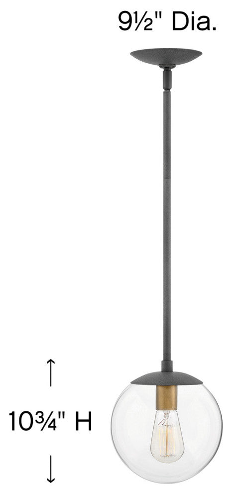 Hinkley Warby 9.5" Small Pendant Light, Aged Zinc + Clear Glass