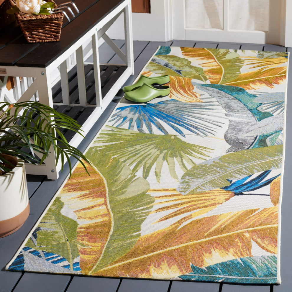 Safavieh Barbados Collection Indoor-Outdoor, BAR520 Rug, Gold/Green, 2'8"x10'5"