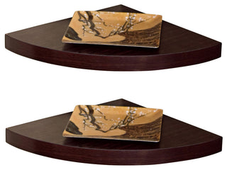 Veneer Corner Radial Shelves, Set of 2, Walnut