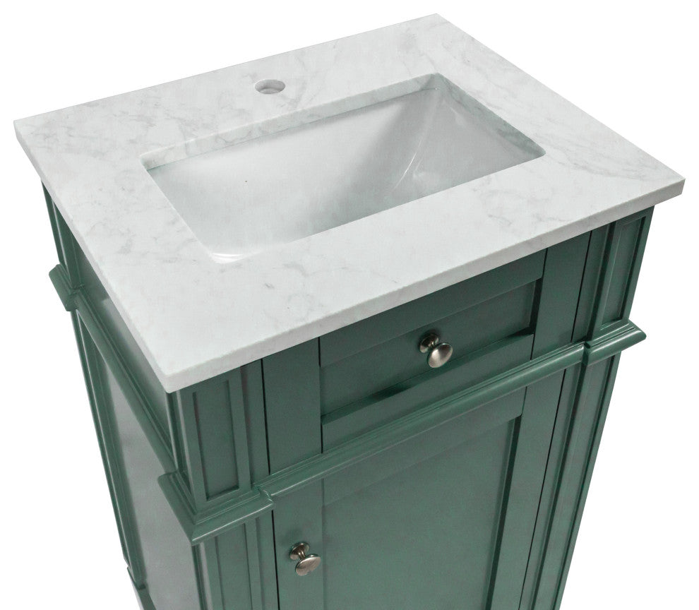 Hailey 20" Bathroom Vanity, Engineered Marble Top, Sage Green