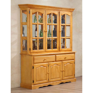 Sunset Trading Oak Selections Treasure Buffet And Lighted Hutch, Light Oak