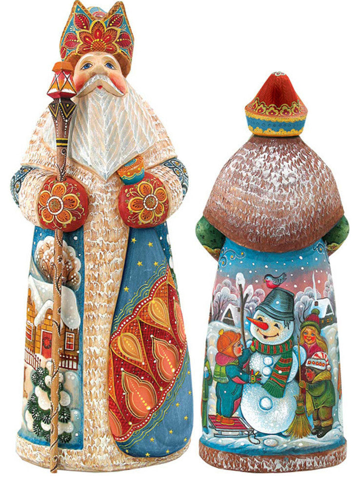Floral Santa, Woodcarved Figurine