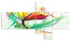 Still Life of Yellow Red Color Flower, Floral Canvas Print, 60"x32", 5 panels