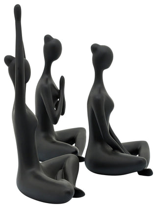 Resin 3-Piece Set 10" Yoga Ladies, Black
