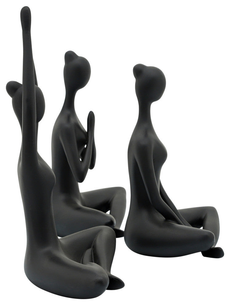 Resin 3-Piece Set 10" Yoga Ladies, Black