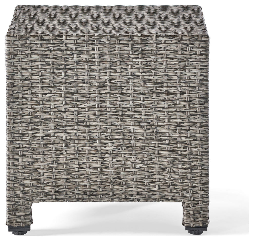 GDF Studio Pueblo Outdoor Mixed Black Wicker Side Table