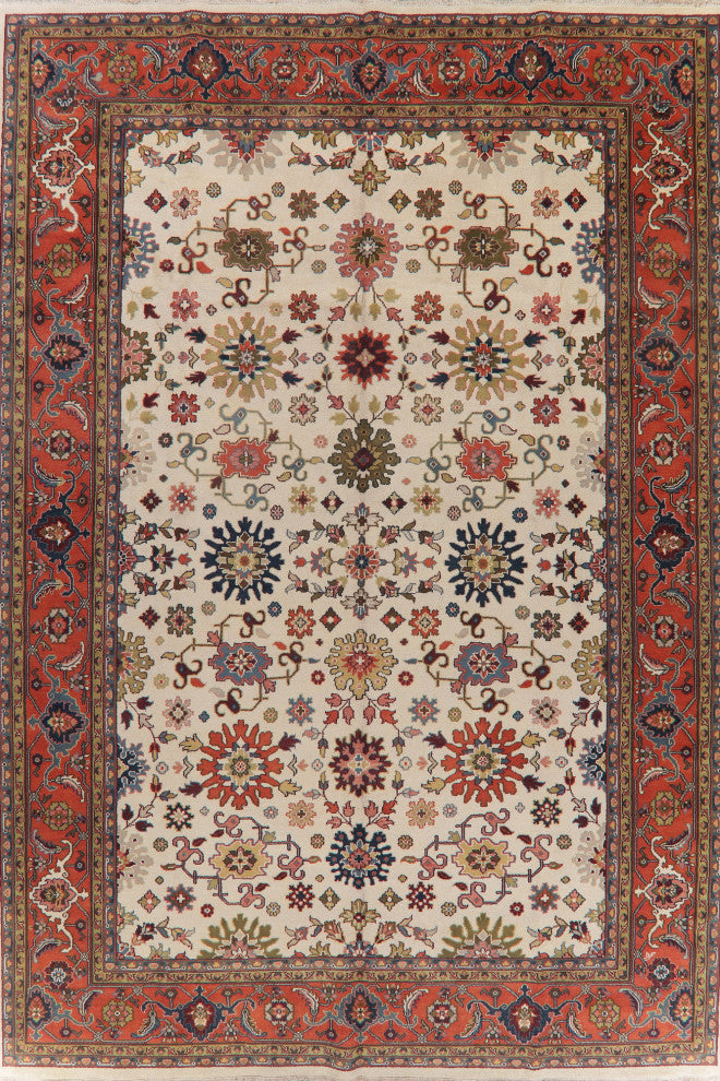 Indian Heriz Oriental Traditional Handmade Area Rug, Beige, 17'10"x11'10