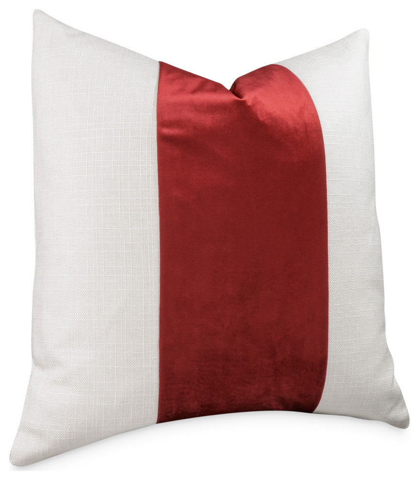 Caleb 21" Square Throw Pillow, Set of 2, Cloud/Sangria