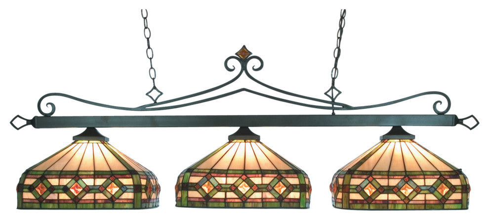 Tiffany 3-Light Island, Tiffany Bronze With T8 Shades
