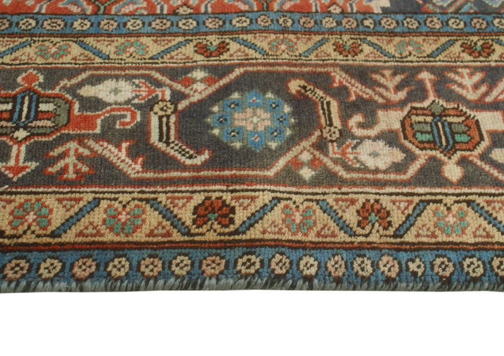 Fine Vintage Distressed Arezoo Rust/Navy Rug, 6'1x9'3