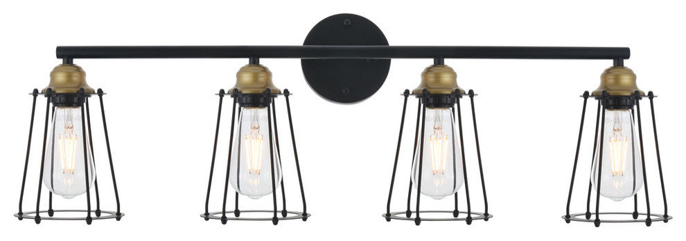 Living District Auspice 4-Light Brass and Black Wall Sconce
