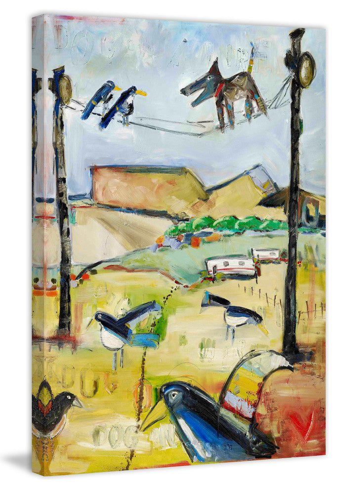 "Dog on Wire" Painting Print on Canvas by Tori Campisi