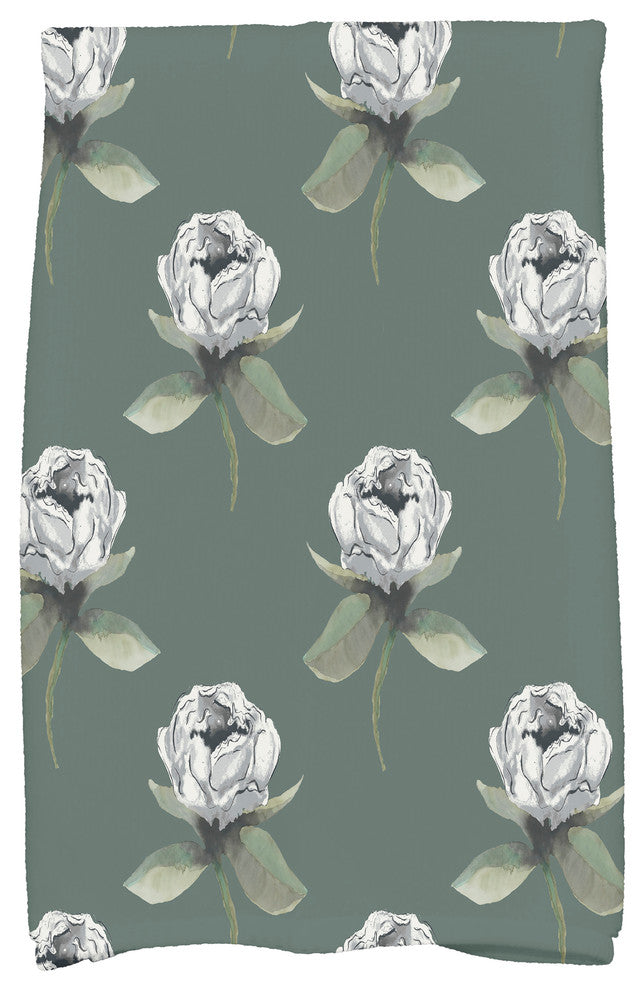Floral Bunch 18"x30" Green Floral Print Kitchen Towel