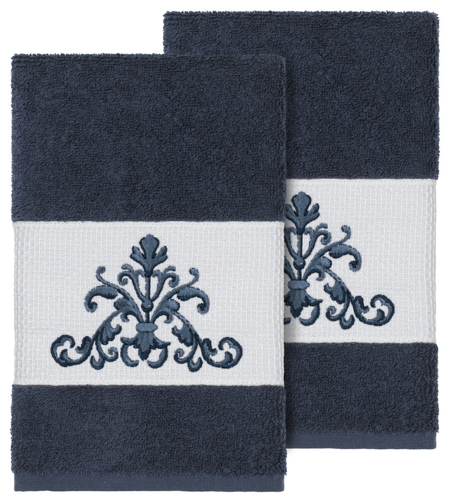 Scarlet 2-Piece Embellished Hand Towel Set, Midnight Blue