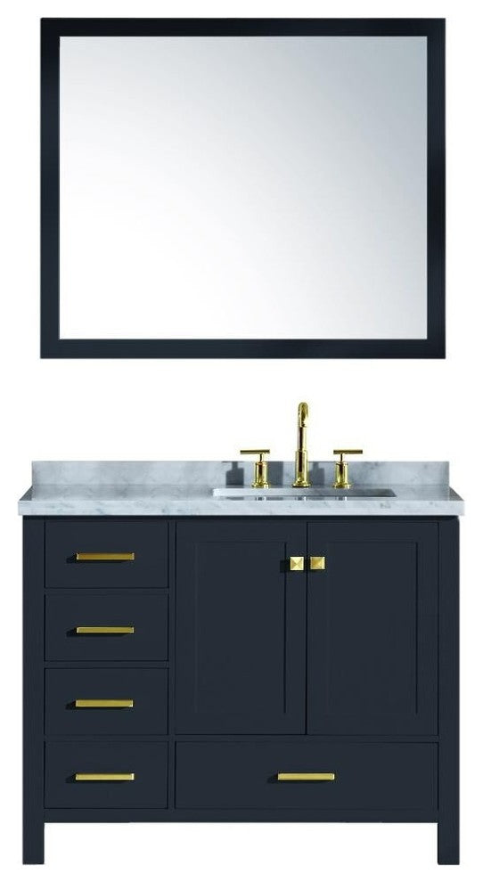 Ariel Cambridge 43" Single Sink Vanity Set, Midnight Blue, Rectangular Sink With
