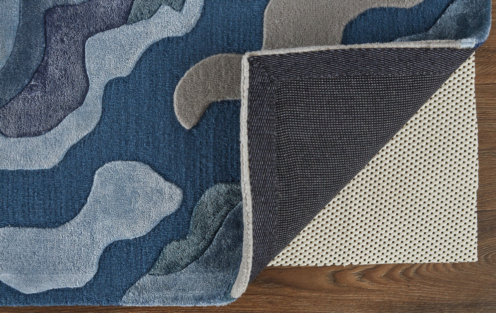 Weave & Wander Arwyn Modern Wool Rug, Gray/Blue, 5'x8'