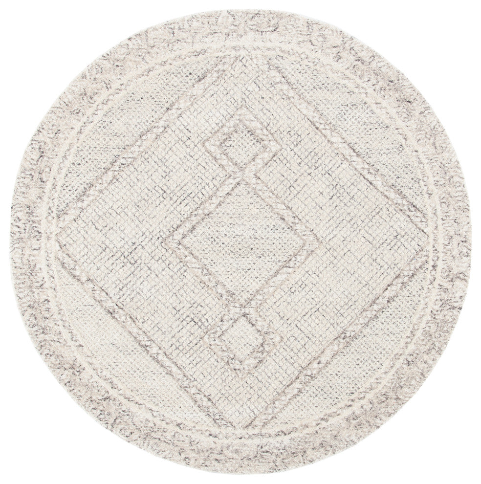 Safavieh Couture Abstract Collection, ABT345 Rug, Ivory/Grey, 4' Round