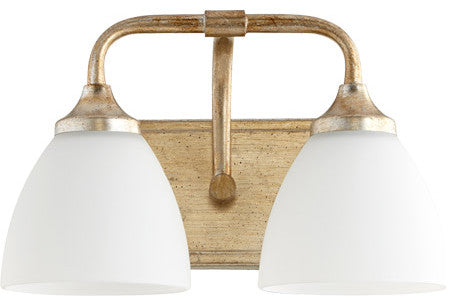 Enclave 2-Light Vanity Fixture, Aged Silver Leaf