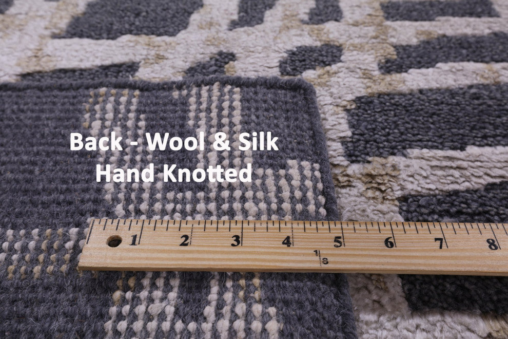 8' 1" X 9' 10" Moroccan Wool and Silk Hand Knotted Rug Q9281