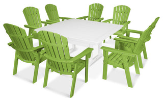 POLYWOOD Nautical Adirondack 9-Piece Trestle Dining Set