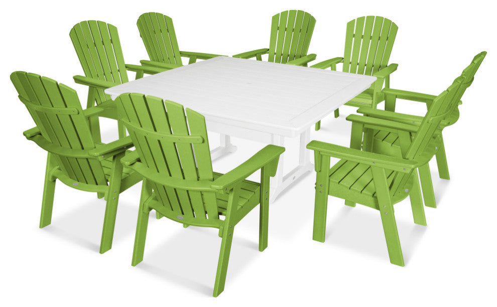 POLYWOOD Nautical Adirondack 9-Piece Trestle Dining Set